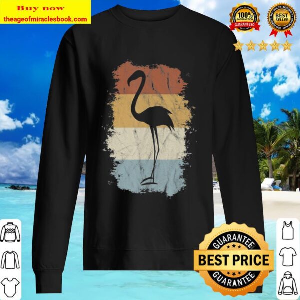 Trendy Vintage Bird Funky Retro Flamingo Silhouette Sweater