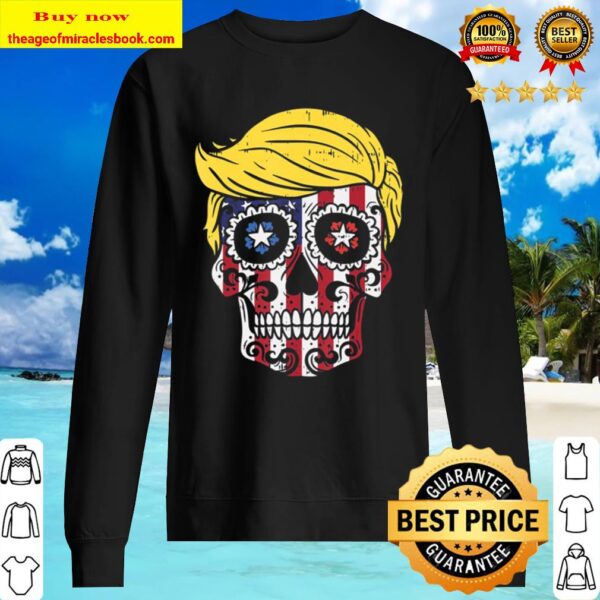 Trump Sugar Skull Usa Flag Reelect Pro Vote Donald 2020 Sweater