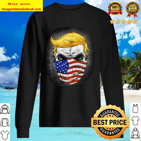 Trump USA Skull US Flag Mask Anti-Trump Skull Election Sweater