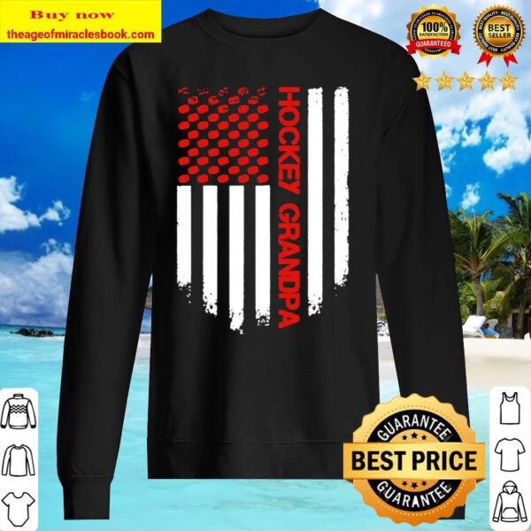 Vintage USA American Flag Hockey Grandpa Patriotic Funny Sweater