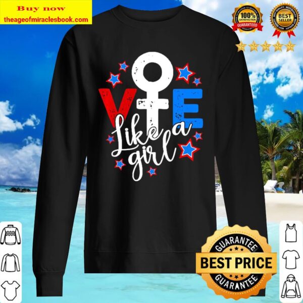 Vote Like a Girl American flag Sweater