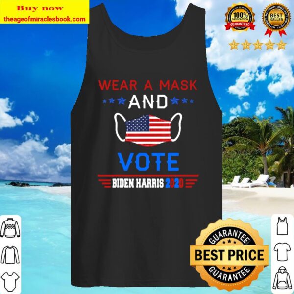 Wear a face mask US flag and Vote Biden Harris 2020 Tank Top