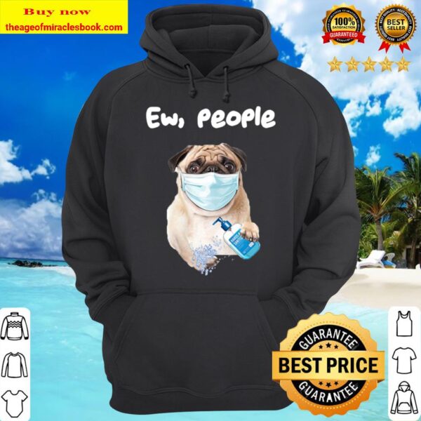 Womens Ew People Funny Pug Dog Wearing A Face Mask V-Neck Hoodie