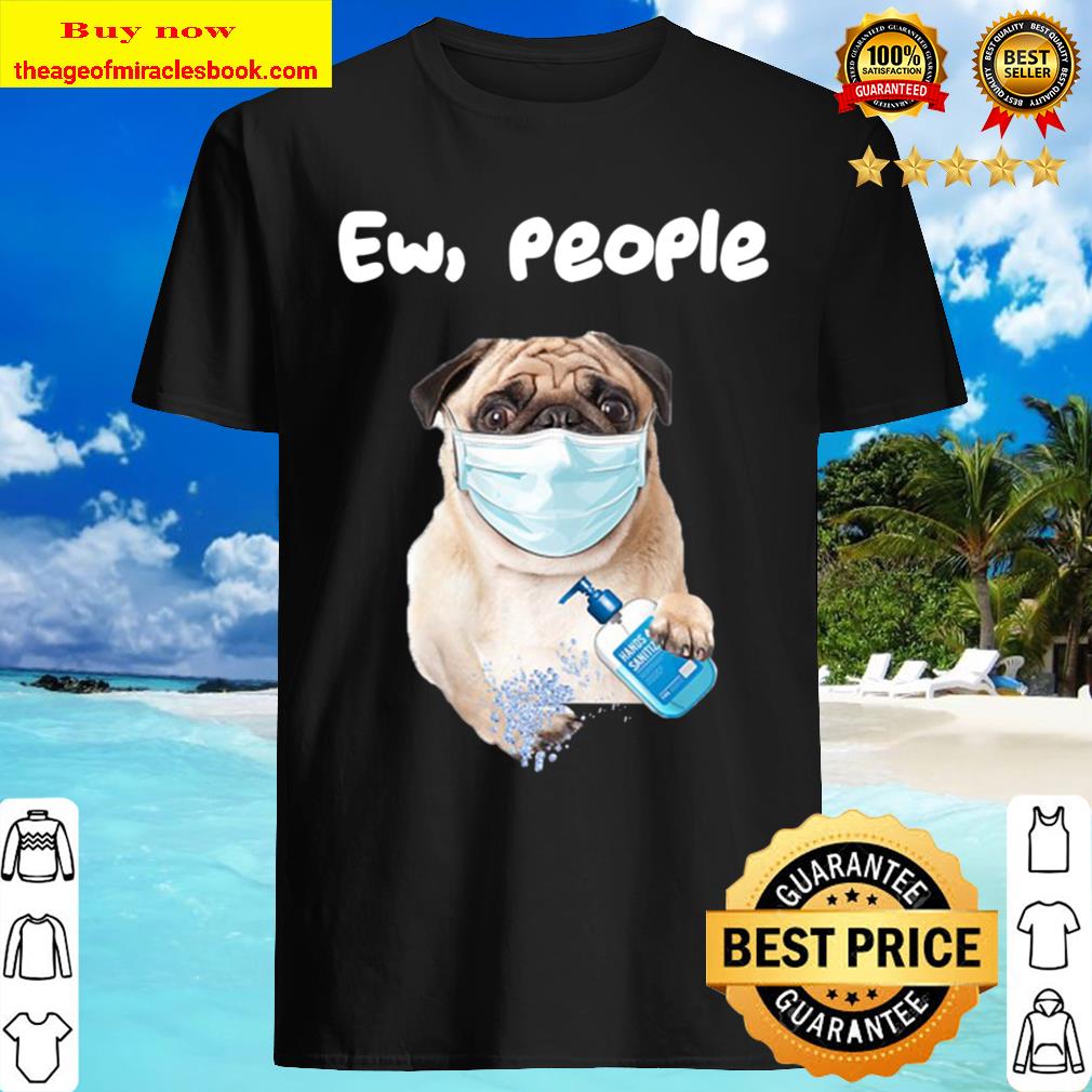 Womens Ew People Funny Pug Dog Wearing A Face Mask V-Neck Shirt