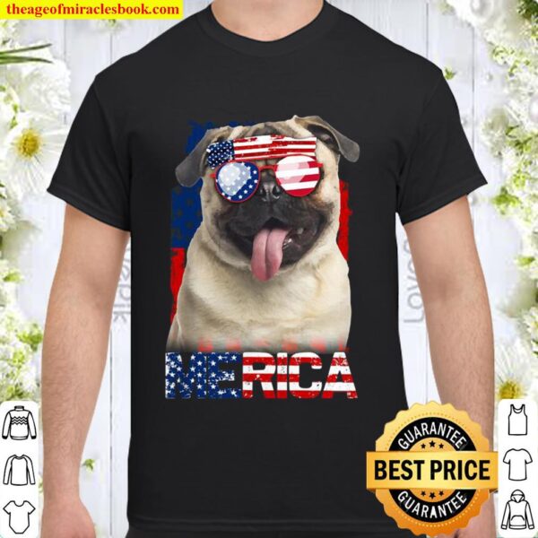 4th of July Shirt American Flag Pugs Dog Lover Gifts Shirt