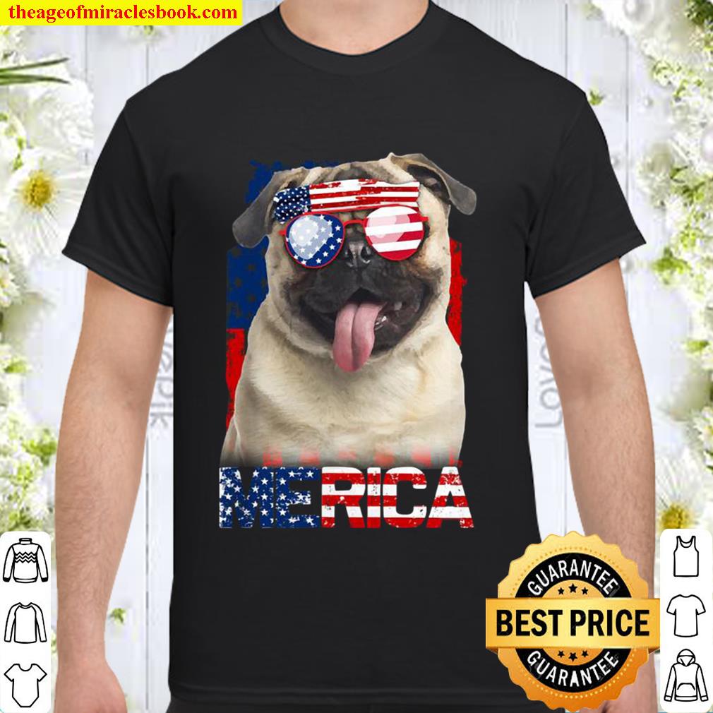 4th of July Shirt American Flag Pugs Dog Lover Gifts Shirt, Hoodie, Long Sleeved, SweatShirt