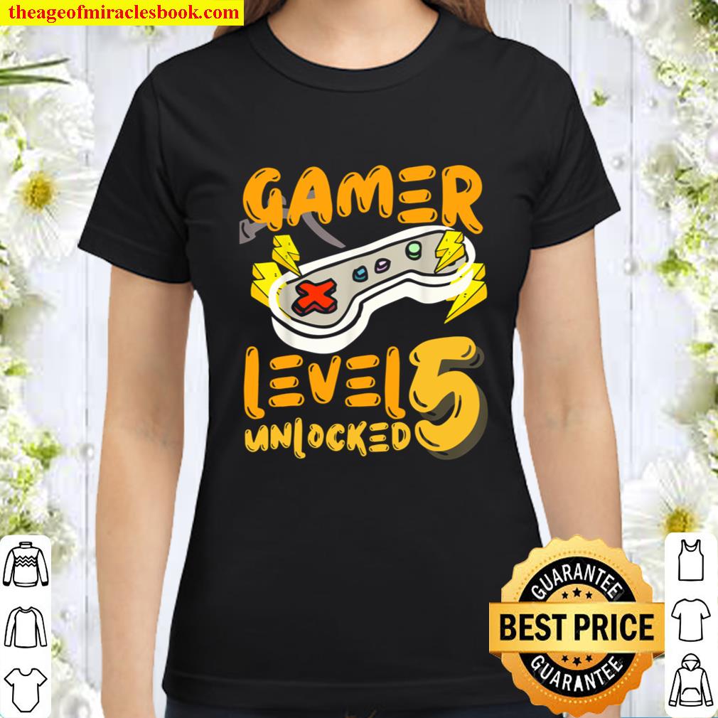 5th Birthday Gamer Gift Ideas Shirt Level Unlocked limited T-Shirt