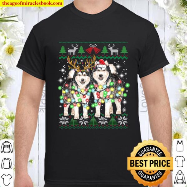 Alaskan Malamute Ugly Christmas Dog Funny Christmas Tee Shirt
