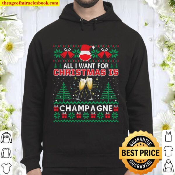 All I Want For Christmas Is Champagne Funny Ugly Hoodie
