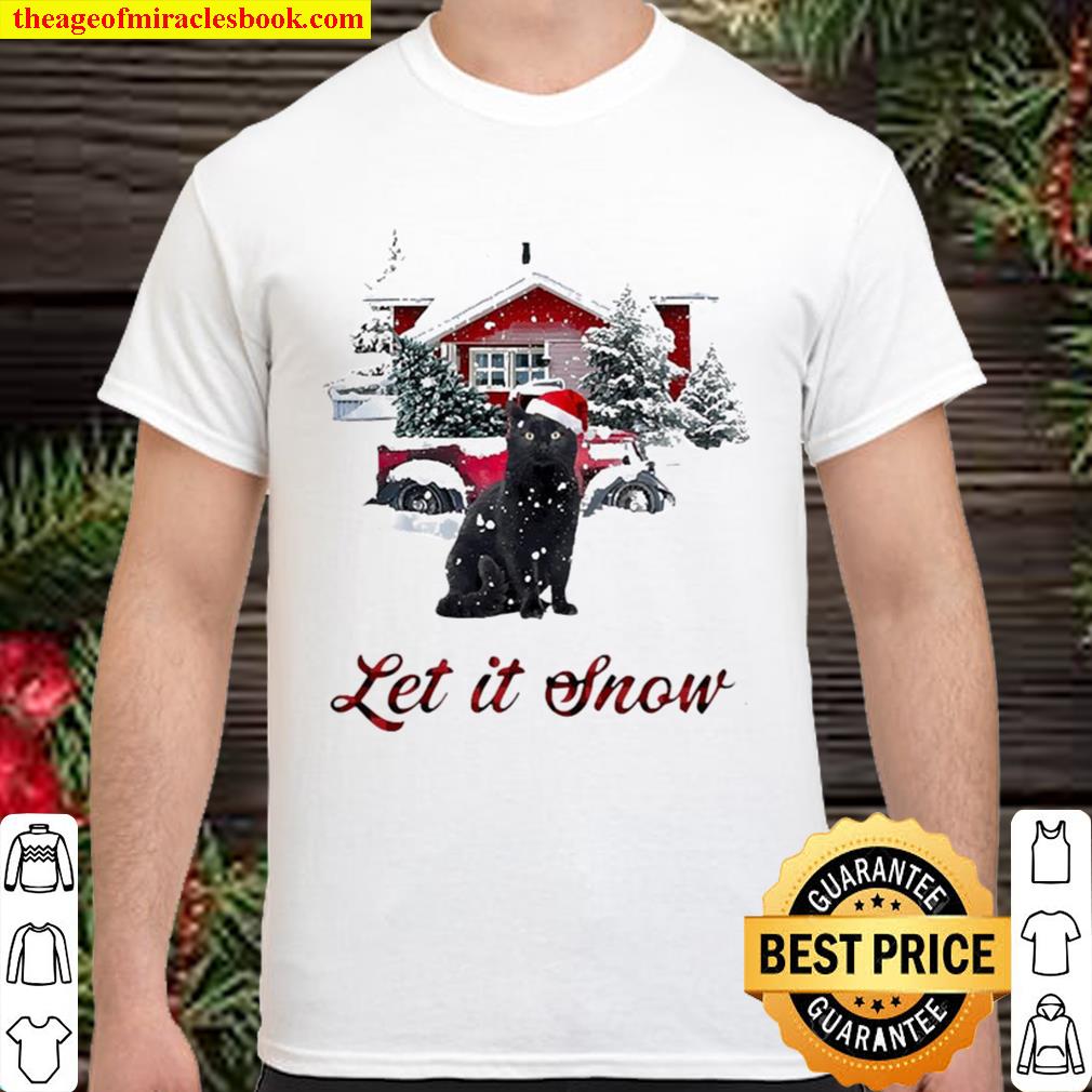 Black Cat Santa let it snow Christmas Shirt