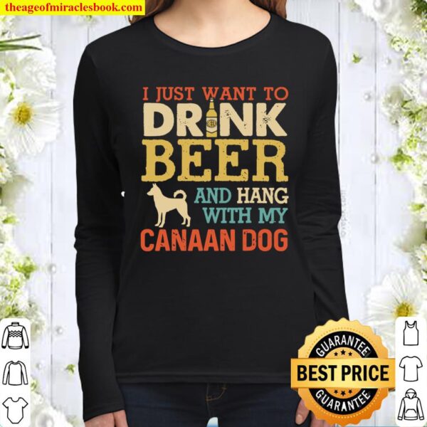 Canaan Dog Dad Drink Beer Hang With Dog Funny Men Vintage 2020 Women Long Sleeved