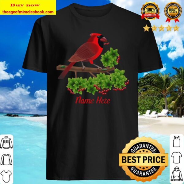 Cardinal In Berries Personalized Hoodie, Long Sleeve Tee Shirt