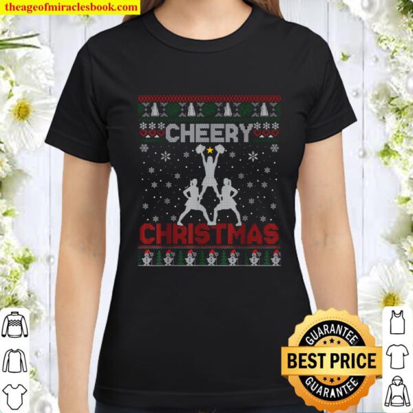 Cheering Cheerleader Ugly Christmas Sweater Party Classic Women T-Shirt