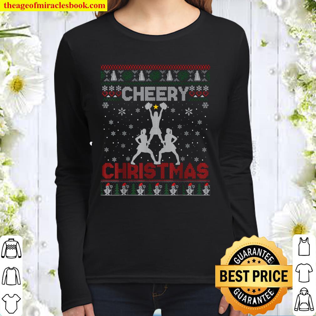 Cheering Cheerleader Ugly Christmas Sweater Party Women Long Sleeved