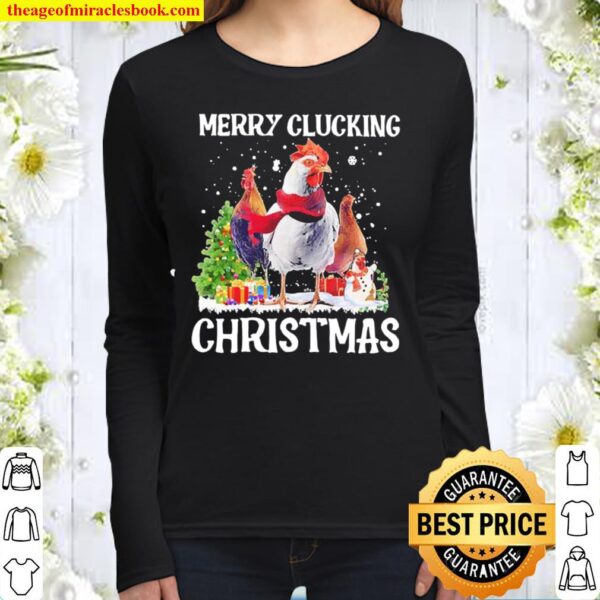 Chickens Merry Clucking Christmas Women Long Sleeved