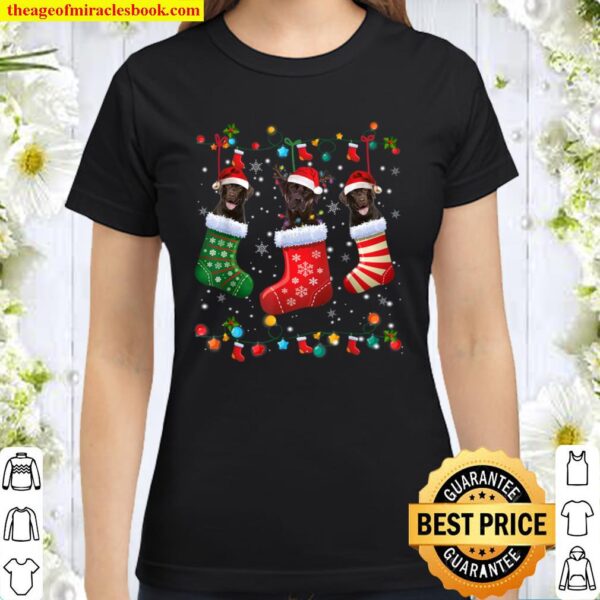 Chocolate Lab Labrador Christmas Socks Funny Xmas Pajama Classic Women T-Shirt