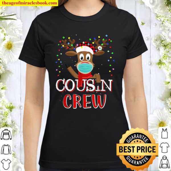 Christmas Cousin Crew Reindeer Mask Plaid Matching Pajama Classic Women T-Shirt