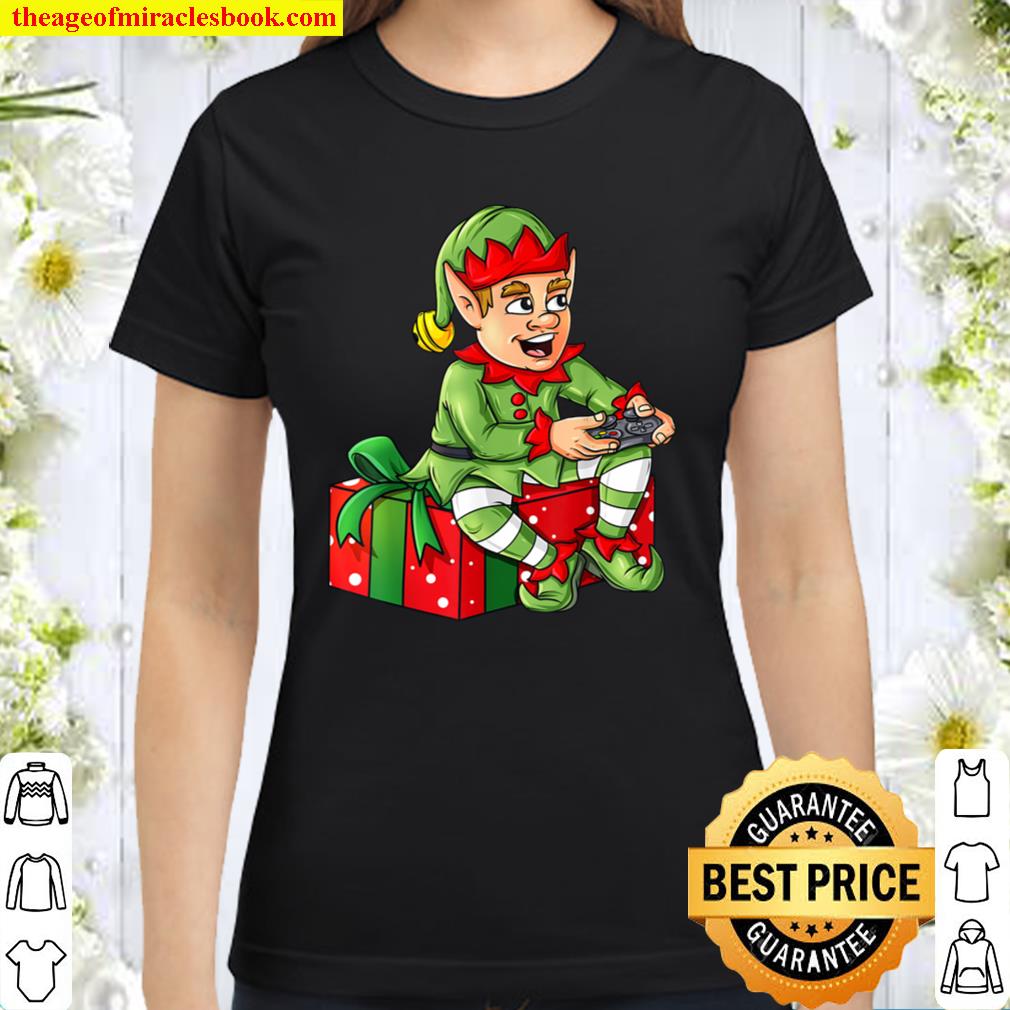 Christmas Elf Video Gamer Controller Boys Kids Xmas Gift Classic Women T-Shirt