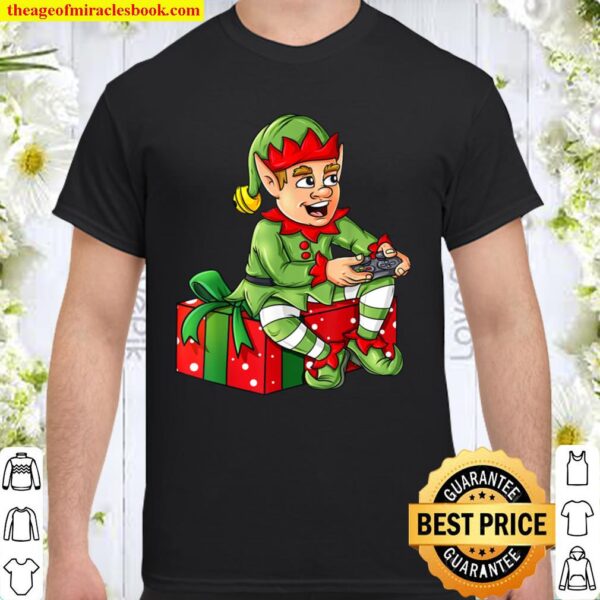 Christmas Elf Video Gamer Controller Boys Kids Xmas Gift Shirt