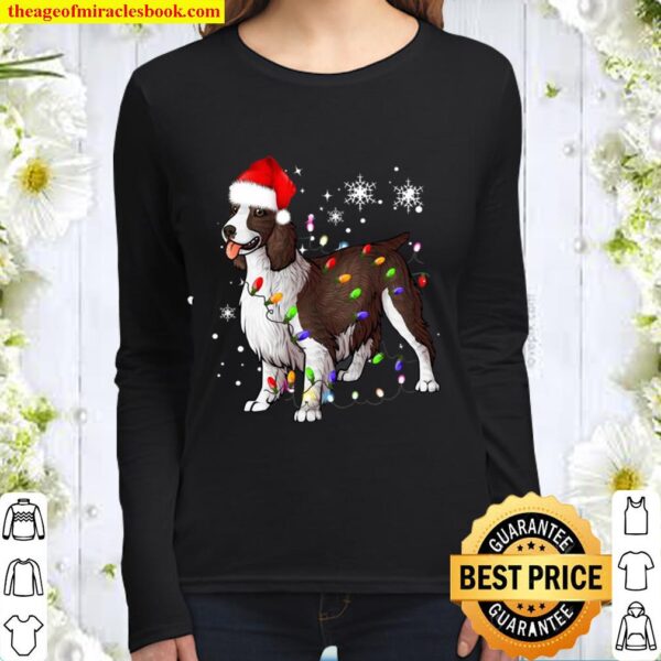 Christmas Lights English Springer Spaniel Dog Women Long Sleeved
