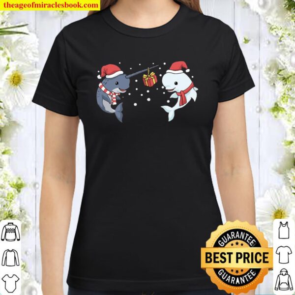 Christmas Narwhal Tshirt Beluga Whale Shirt Gift Stabby Classic Women T-Shirt