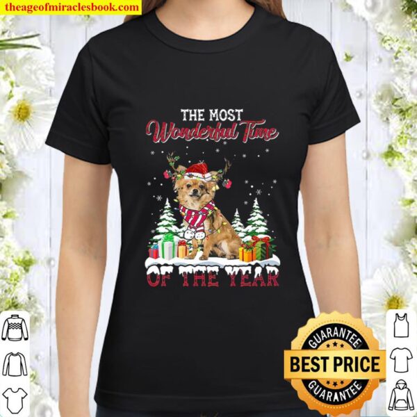 Christmas The Most Wonderful Time Of The Year Long Haired Chihuahua Classic Women T-Shirt
