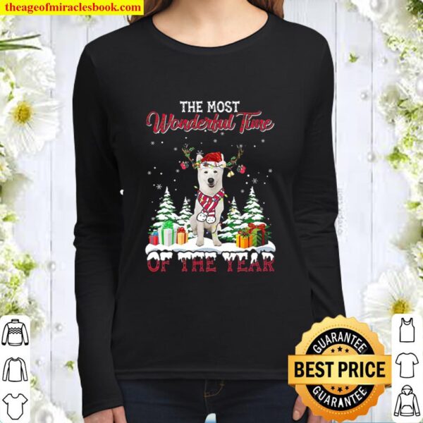 Christmas The Most Wonderful Time Of The Year White German Shepherd Women Long Sleeved