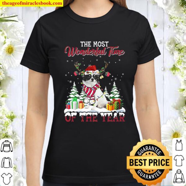Christmas The Most Wonderful Time Of The Year White Long Haired Chihua Classic Women T-Shirt