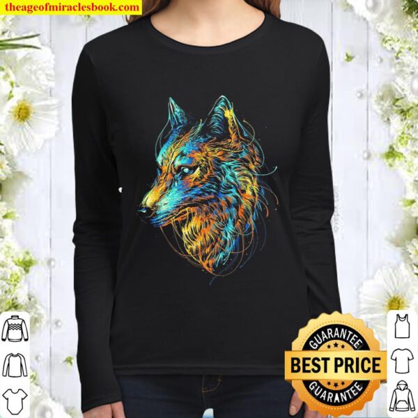 Colourful Wolf Women Long Sleeved