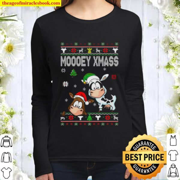 Cows Moooey Xmass Ugly Christmas Women Long Sleeved