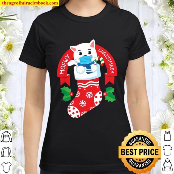 Cute Cat Face Mask Funny Christmas Stocking Classic Women T-Shirt