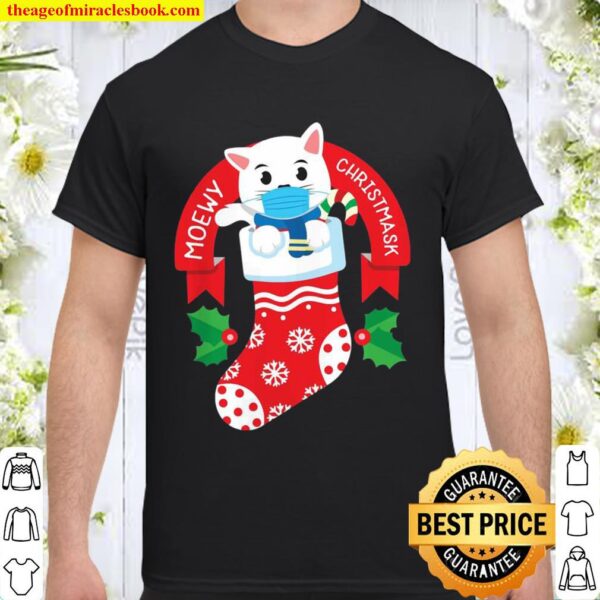 Cute Cat Face Mask Funny Christmas Stocking Shirt