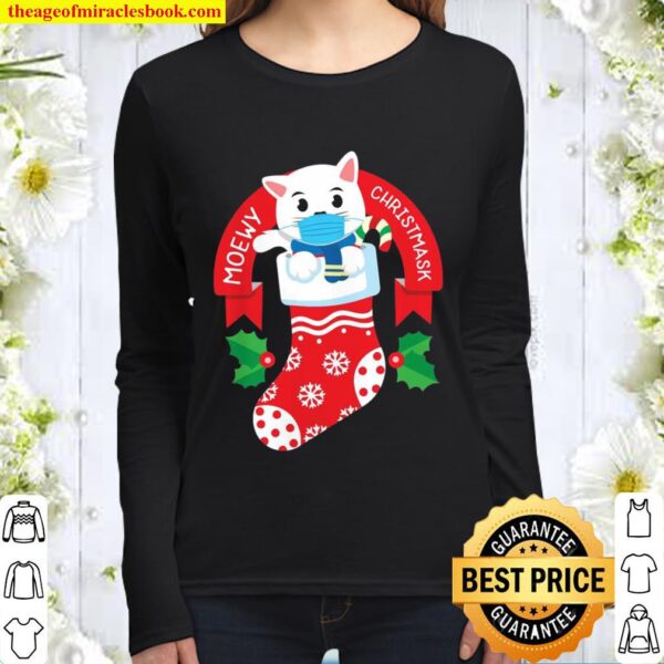 Cute Cat Face Mask Funny Christmas Stocking Women Long Sleeved