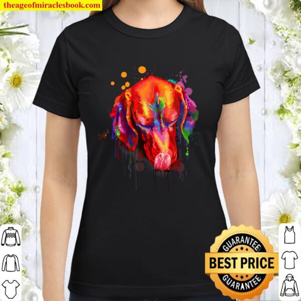 Cute Vizsla Dog Art Design Classic Women T-Shirt
