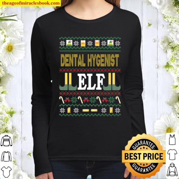 Dental Hygenist Elf Funny Christmas Women Long Sleeved