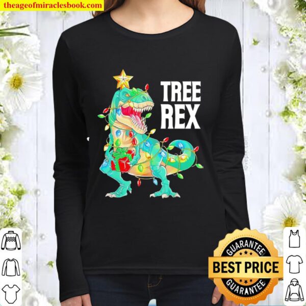 Dinosaur Tree Rex Christmas Women Long Sleeved