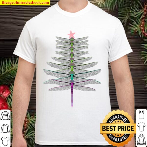 Dragonfly Christmas Tree Print Shirt
