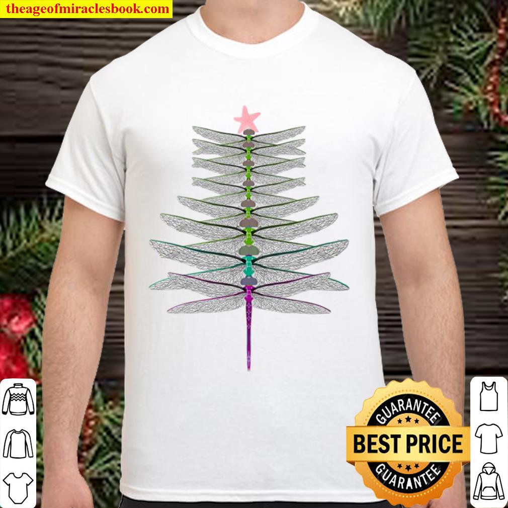 Dragonfly Christmas Tree Print Shirt, Hoodie, Long Sleeved, SweatShirt