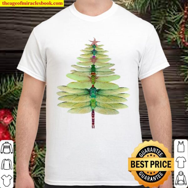Dragonfly Christmas Tree Print Shirt