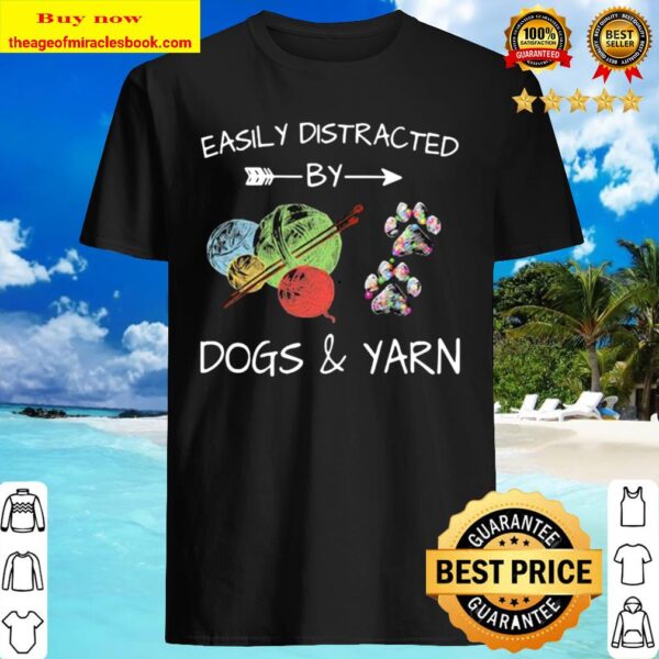 Easily Distracted By Dogs And Yarn Christmas Shirt