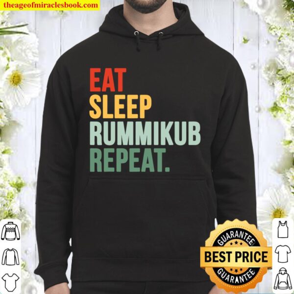 Eat Sleep Rummikub Repeat Multicolored Font Hoodie
