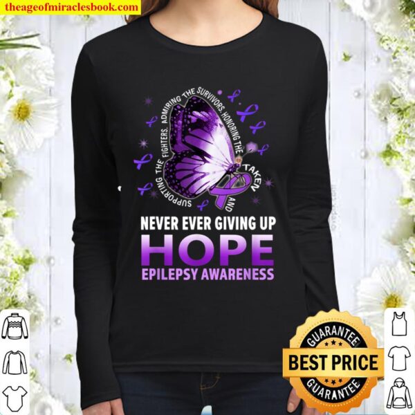 Epilepsy Awareness Shirts Supporting Fighters Butterfly Women Long Sleeved
