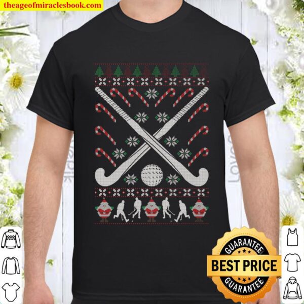 Field Hockey Ugly Christmas T-Shirt Sports Holiday Xmas Tee Shirt