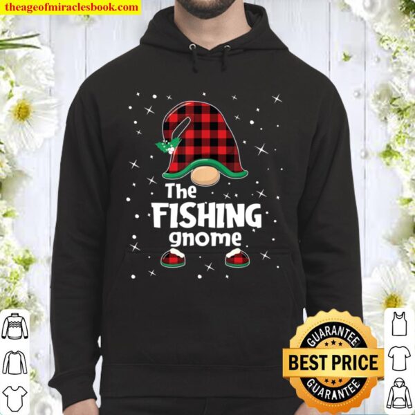 Fishing Gnome Buffalo Plaid Matching Christmas Gift Pajama Hoodie