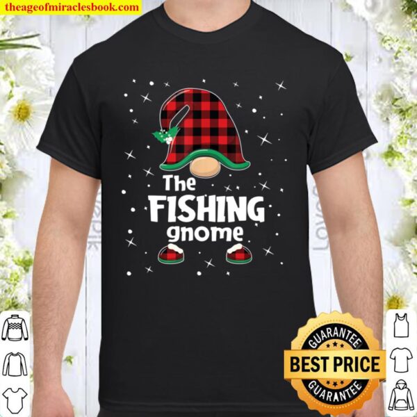 Fishing Gnome Buffalo Plaid Matching Christmas Gift Pajama Shirt