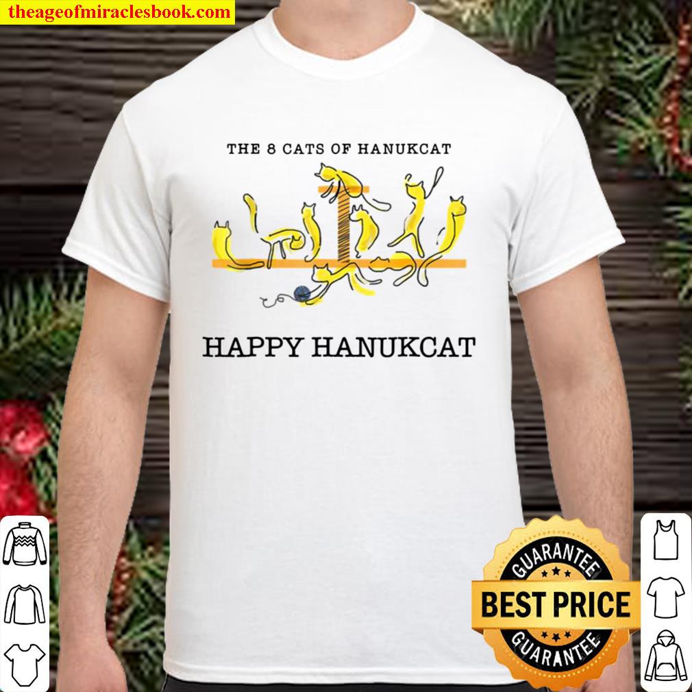 Funny Happy Hanukkah 8 Cats Hanukcat Shirt Jewish Holiday Shirt, Hoodie, Long Sleeved, SweatShirt