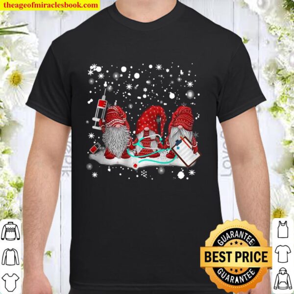 Funny Nurse Gnomes Santa Christmas Light Nursing Lover Gifts Shirt