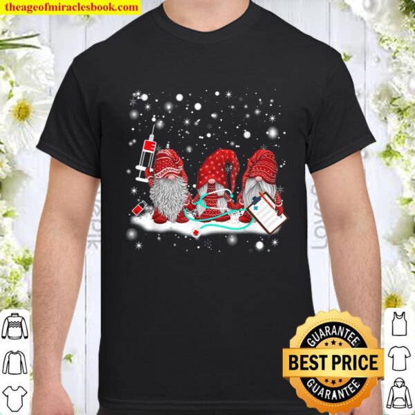Funny Nurse Gnomes Santa Christmas Light Nursing Lover Gifts Shirt