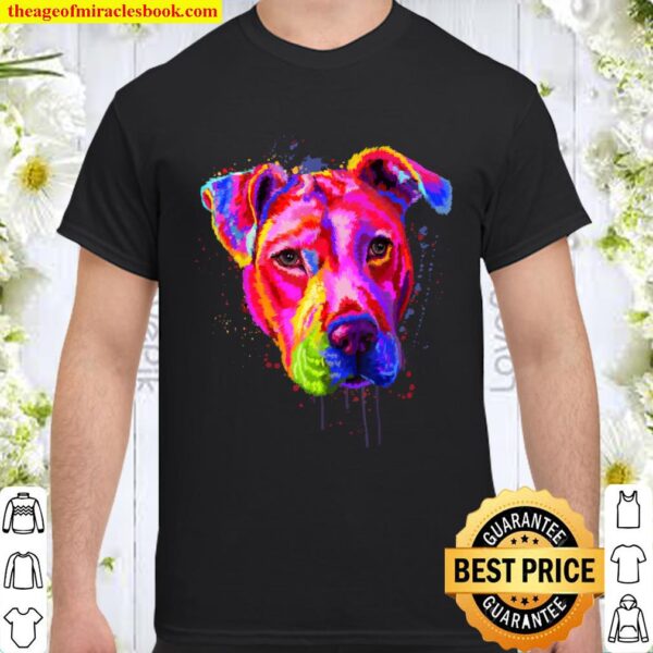 Funny Pitbull Dog Art Watercolor Shirt