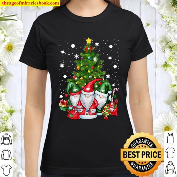 Funny Plaid Gnomes Costume Christmas Pajama Matching Gifts Classic Women T-Shirt
